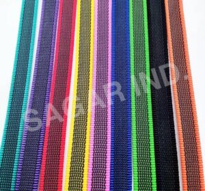 Sagar Industries is a trusted dog belt webbing manufacturer in Delhi, offering durable, high-strength webbing ideal for pet collars, leashes, and harnesses. Our dog belt webbing is made from premium-quality nylon and polyester, available in various colors, sizes, and patterns. Designed for comfort and reliability, our webbing is widely used by pet accessory brands and manufacturers across India. With advanced weaving technology and bulk production capacity, we ensure timely delivery and consistent quality. Choose Sagar Industries for customized dog belt webbing solutions at competitive prices.