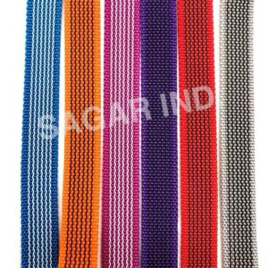 Sagar Industries is a trusted dog belt webbing manufacturer in Delhi, offering durable, high-strength webbing ideal for pet collars, leashes, and harnesses. Our dog belt webbing is made from premium-quality nylon and polyester, available in various colors, sizes, and patterns. Designed for comfort and reliability, our webbing is widely used by pet accessory brands and manufacturers across India. With advanced weaving technology and bulk production capacity, we ensure timely delivery and consistent quality. Choose Sagar Industries for customized dog belt webbing solutions at competitive prices.
